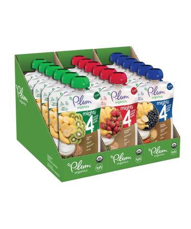 Plum Organics Baby Food Pouch  Mighty 4  Variety Pack  4 Ounce  18 Pack  Organic Food Squeeze for Babies Kids Toddlers