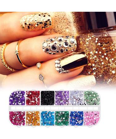Layhou Nagel Sequin Set Glitter Nail Art Sticker for Face & Body DIY Rhinestone Decoration 3D Mixed Round Nail Seedlets - Buy Online on GoSupps.com