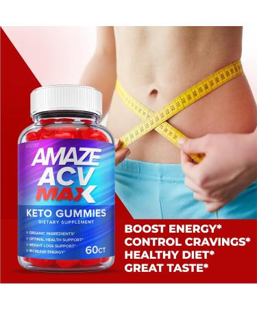 Amaze ACV Keto Gummies - Maximum Strength Vegan 1000mg Weight Loss Supplement with Vitamin B12 and Beet Root Juice (60 Gummies) - Buy Online on GoSupps.com