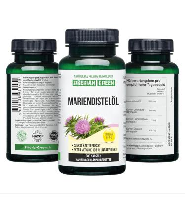 Siberian Green Milk Thistle Oil Capsules 200 Softgels Wild Harvested Siberia Altai Cold Pressed Unrefined - Buy Online on GoSupps.com