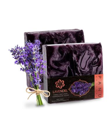 Panu soap lavender - vegan shower soap for all skin types - natural soap as a solid shower gel and solid shampoo - Premium soap bar - Natural shower shower as a fixed shower gel lavender 110 g (1 Pack)