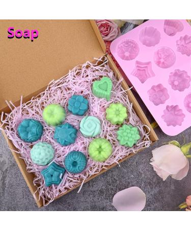 Sakolla 3 Pack Flower Soap Molds - 12 Cavities, Various Shapes - Ideal for Soap, Lotion Bars, Bath Bombs, and Chocolate Candy - Buy Online on GoSupps.com