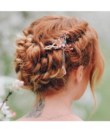 OIIKI Butterfly Flowers Hair Sticks Pins for Buns - 3pcs Chinese Flower Hair Chopsticks Hairpins | Vintage Rhinestone Tassel Hair Accessories - Buy Online on GoSupps.com
