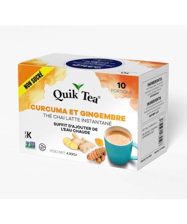 QuikTea Unsweetened Turmeric Ginger Chai Tea Latte - 10 Count Single Box - All Natural & Preservative Free Authentic Instant Chai 10 Count (Pack of 1) - Buy Online on GoSupps.com