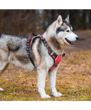 Buy Heele Dog Crockery & Adjustable Reflective Breast Harness - Anti-Train Running Harness with Lockable Snap Lock Red Size L (43-86cm) - International Shipping Available - Buy Online on GoSupps.com