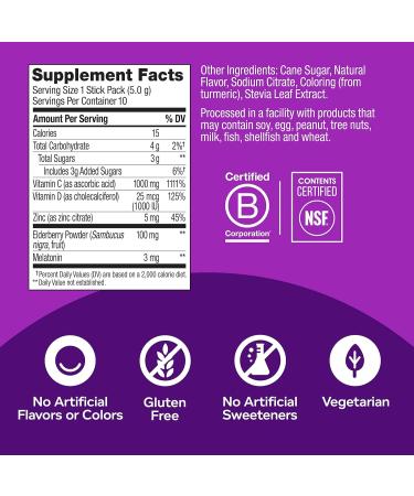 OLLY Immunity Powder Nighttime Support with Melatonin, Elderberry, Vitamin C, D, Zinc - 10 Pack Lemon Flavor - Buy Online on GoSupps.com