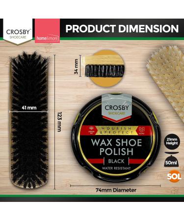 2pk Shoe Brush Set & 3 Black Shoe Polish Kit | Leather Shoe Care Set with Brushes | Black Boot Polish and Wax for Shoes - Buy Online on GoSupps.com