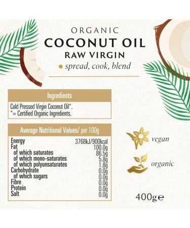 Biona Organic Coconut Virgin Oil 400g - Raw & Unrefined (Pack of 1) - Buy Online on GoSupps.com