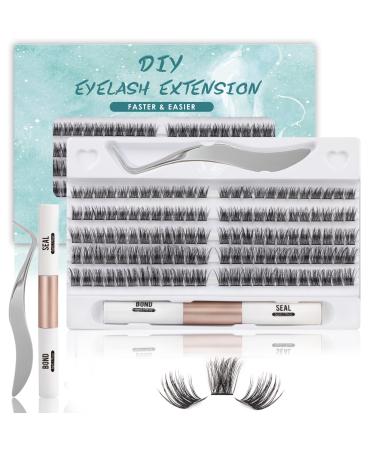 SISILILY Lash Extension Kit-Individual Lashes with Bond and Seal-120 Lash Clusters DIY False Eyelashes Volume Cluster Lashes with Eyelash Glue and Lash Tweezers C D Curl 10/12/14/15/16mm(DM28-mix) 120 clusters - DM28 - Buy Online on GoSupps.com