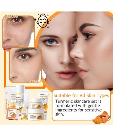 Turmeric Soap Skincare Set: 9PCS Hydrating Face Wash Toner Serum & Cream Gift for Women - Travel Size Honey Mask & Eye Cream - Buy Online on GoSupps.com