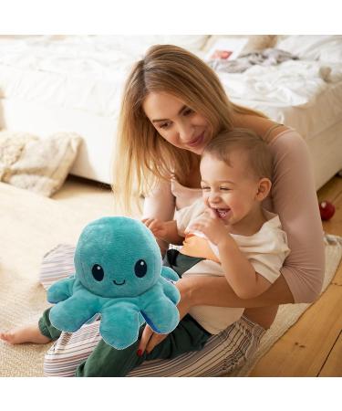 XEANCO Octopus Plushie - Double-Sided Flip Reversible Soft Stuffed Toy for Kids and Friends in Sea Green Blue | Perfect for Playing & Expressing Mood - Buy Online on GoSupps.com