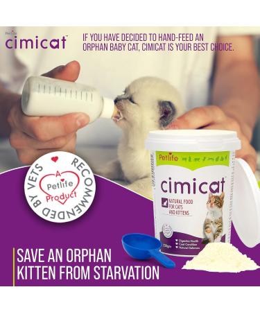 Petlife Cimicat Kitten and Cat Milk Supplement - Vet Recommended - Nourishing Formula for Cats of All Ages - Natural Blend with Vitamins Minerals Proteins - 250g - Buy Online on GoSupps.com