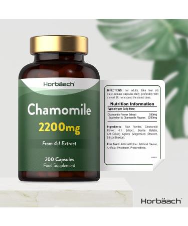 Chamomile Supplement Capsules 2200mg Flower Extract 200 Capsules by Horbaach - Buy Online on GoSupps.com