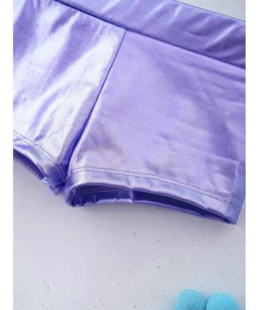 YUUMIN Girls Sequin Dance Outfit Set - Purple Crop Top & Shorts | Ages 7-8 - Buy Online on GoSupps.com
