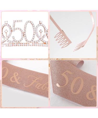 WLLHYF 50th Birthday Queen Sash and Rhinestone Tiara Set - Crystal Hair Band and Decorations for Women's 50th Birthday Celebration - Buy Online on GoSupps.com