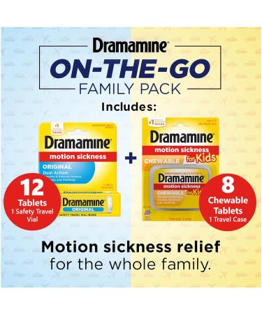 Dramamine Motion Sickness Family Pack | Chewable Tablets for Kids & Original Formula - Buy Online on GoSupps.com