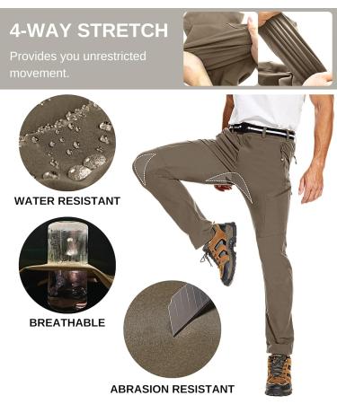 Natuvenix Men's Hiking Pants - Lightweight Water-Repellent Trekking Trousers Fast-Drying & Stretch Work Pants in Khaki (40W / 30L) - Buy Online on GoSupps.com