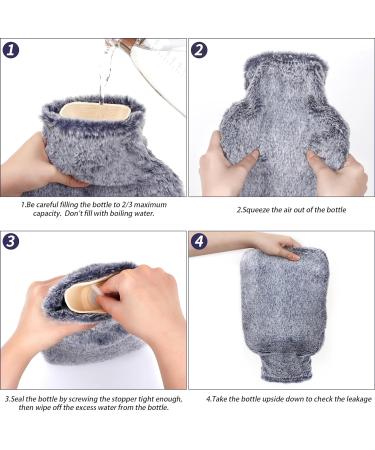 OWOZOI Hand-in Pocket Hot Water Bottle 2L Large Capacity with Soft Furry Cover - Pain Relief and Hand Warmer for Women, Children, and Elderly - Navy - Buy Online on GoSupps.com