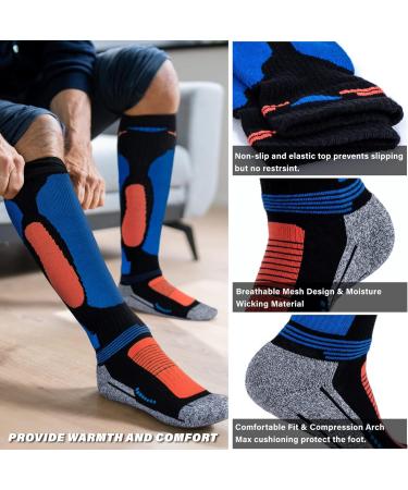 Buy Muezna Merino Wool Ski Socks | High-Performance Thermal Knee-High for Men & Women | 2 Pairs in Royal Blue & Seegr n | Perfect for Winter Sports Snowboarding & Hunting - Buy Online on GoSupps.com