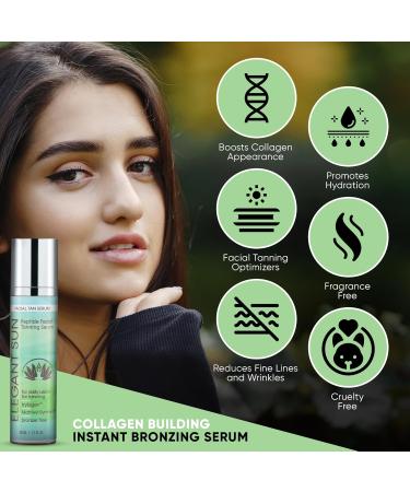 Buy Elegant Sun Facial Tanning Bed Lotion | Indoor/Outdoor Tanning Lotion No DHA Bronzer | Natural Flawless Glow Peptide Serum - Buy Online on GoSupps.com