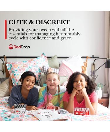 RedDrop 72 PC Period Kit for Tweens - Comfort Fit Feminine Pads & Discreet Bag - First Period Kit for Girls 10-12 - Buy Online on GoSupps.com