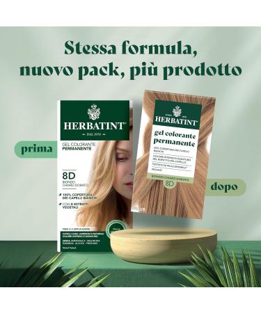  Herbatint Herbatint Permanent Hair Color Gel 8D Light Golden Blonde - 170ml | Ammonia-Free 100% White Hair Coverage | for Sensitive Skin with 8 Organic Natural Extracts - Buy Online on GoSupps.com