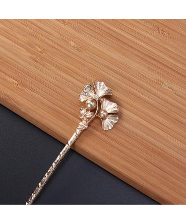 Vintage Hair Sticks Ginkgo Leaf Shaped Chinese Hair Chopstick Retro Hair Fork Traditional Chignon Pin for Kimono Kanzashi Hanfu Hair Accessories Brown - Buy Online on GoSupps.com