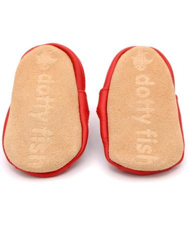 Dotty Fish Soft Leather Baby Shoes | Toddler Sandals | Non-slip Suede Soles | Red | 0-6 Months to 3-4 Years - Buy Online on GoSupps.com