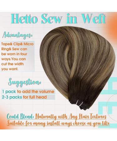 Hetto Balayage Extensions | Real Hair Remy Tresses - Chocolate Brown to Caramel Blonde #4/27/4 | 100g 45cm Ombre Hair Extensions - Buy Online on GoSupps.com