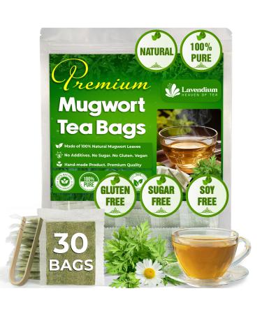 Lavendium Premium 30 Mugwort Leaf Tea Bags 100% Natural and Pure Mugwort Leaves. Loose Leaf Mugwort Herbal Tea. No Sugar No Caffeine No Gluten Vegan. Mugwort 30 Bags