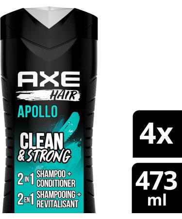 AXE 2-in-1 Shampoo and Conditioner for Clean & Strong Hair Apollo all-in-one for men 473 ml (Pack of 4) - Buy Online on GoSupps.com
