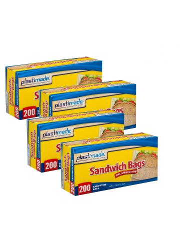 Plastimade Sandwich Bags With Fold & Close Top (6.5 in X 5.5) in 200 Count Pack of 4 800 Sandwich Bags - Buy Online on GoSupps.com