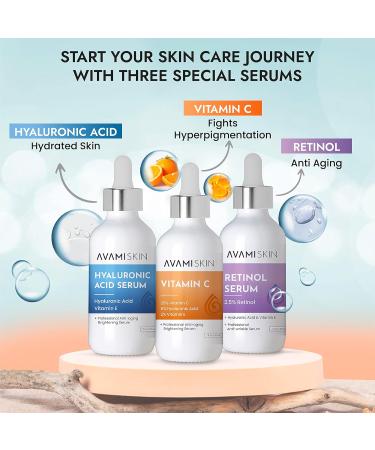 3-Piece Skin Serum Set | Vitamin C Hyaluronic Acid & Retinol | Unisex - 1 fl. Oz | International Shipping Available - Buy Online on GoSupps.com
