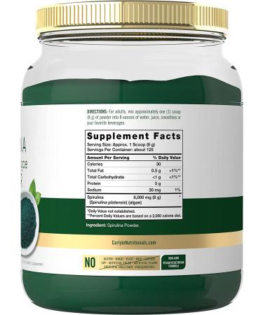Spirulina Powder 2.2 lbs for Smoothies | Blue Green Algae | Vegan, Non-GMO, Gluten Free | 8g Spirulina per Serving | by Carlyle - Buy Online on GoSupps.com