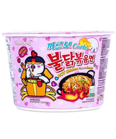 Samyang Hot Chicken Flavour Buldak Ramen Korean Noodles (Carbonara Big Bowl 105g Pack of 1) Carbonara Big Bowl 105g 105.00 g (Pack of 1)