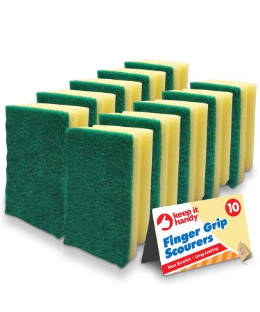 10pk Heavy Duty Sponge Scourer with Finger Grip | Sponges Washing Up | Scourers Sponge | Kitchen Sponge | Dish Sponge | Cleaning Sponges | Washing Up Sponge for Kitchen and Bathroom + SOL Sticker - Buy Online on GoSupps.com