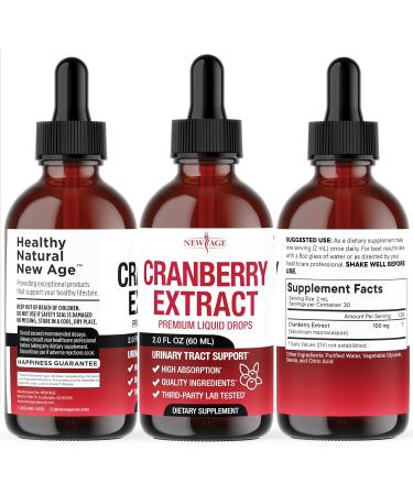 NEW AGE Cranberry Concentrate Liquid Drops Cranberry Drops (Vaccinium macrocarpon) Extract Urinary Tract & Bladder Support Antioxidant Protection Vegan Alcohol-Free Sugar-Free 4 fl oz 2 Fl Oz (Pack of 2) - Buy Online on GoSupps.com