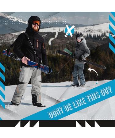 Sklon Ski Strap and Pole Carrier | Easy Transport for Ski Gear | Cushioned Shoulder Sling | Ideal for Families - Men, Women, Kids | Black - Buy Online on GoSupps.com