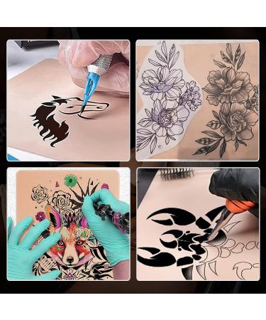 Gakonp 8pcs Tattoo Practice Skin + 15pcs Transfer Paper Set - Silicone Fake Skin & Tracing Paper Kit for Tattoo Beginners - Buy Online on GoSupps.com