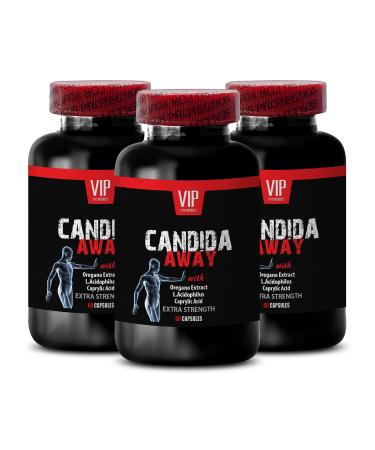VIP VITAMINS Candida enzymes - Candida Away - Combat Candida - 3 Bottles 180 Capsules