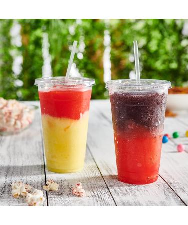 Comfy Package 24 oz. Crystal Clear Plastic Cups with Flat Lids - 100 Sets - Buy Online on GoSupps.com