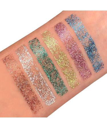Holographic Glitter Lippenstifte Set | 6 Colorful Lipsticks - Moon Glitter 5GR Gift Set - Silver Pink Gold Rose Gold Blue Green - Buy Online on GoSupps.com