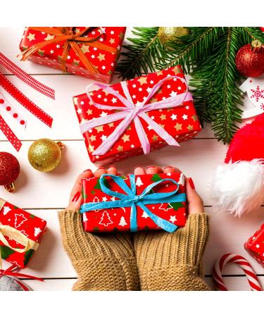 Christmas Raffia Ribbon Set - 2624 Feet Total - Gift Packing & DIY Craft - Holiday Decoration - Orange Pink Blue Yellow - Buy Online on GoSupps.com