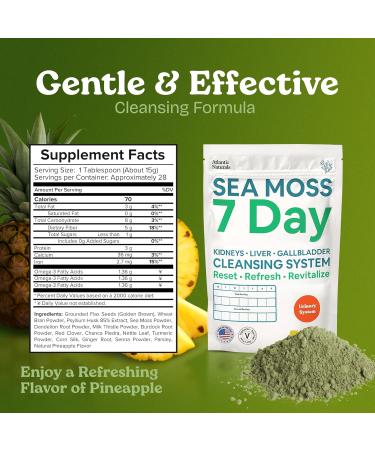 Atlantic Naturals Sea Moss 7 Day Detox Liver Gallbladder & Kidney Cleanse - Support with Dandelion Root Milk Thistle Burdock Root Red Clover Chanca Piedra - Pineapple Flavor Drink Mix (14 oz) Powdered - Urinary System - Buy Online on GoSupps.com