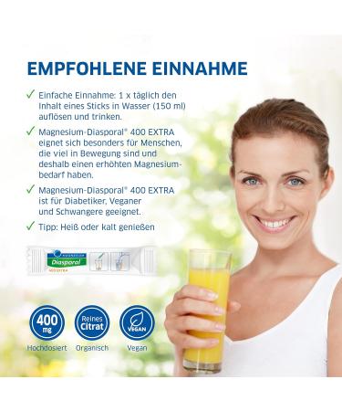 Buy Magnesium Diasporal 400 Extra - Pure Magnesium Citrate Drinking Granulate 400mg per Stick 50 Sticks (393g) | Fast International Shipping - Buy Online on GoSupps.com
