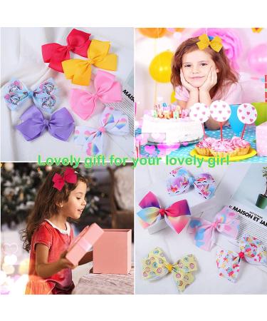 12Pcs Rainbow Heart Hair Bows for Girls - Colorful Grosgrain Ribbon Clips | Kids, Toddlers, Teens - 12 Multi Colors - Buy Online on GoSupps.com