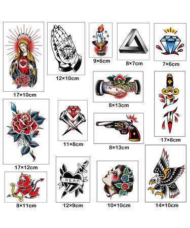 PUSNMI Vintage Temporary Tattoos for Men & Women - Halloween Face, Leg, Arm, Neck Stickers - Old School Club & Floral Designs - Buy Online on GoSupps.com