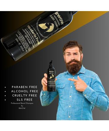 BWOW Professional Beard Shampoo for Men Vegan Cleansing to Hydrate & Condition Moisturise Nourish & Recondition Luxurious Mandarin Forest 250ml Infused with the refreshing scent of Mandarin and Bergamot offering a delightful and invigorating aroma for an  - Buy Online on GoSupps.com