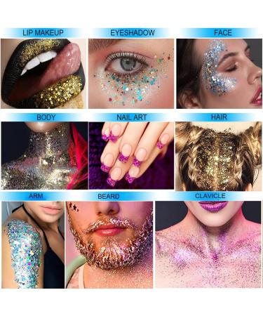 Chunky Glitter Gel - Festival Cosmetic Glitter for Face, Hair, Nails - Mermaid Sequins Liquid Eyeshadow - Long Lasting 50ml (#06 White) - Buy Online on GoSupps.com