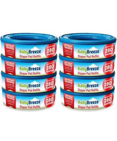 BabyBreeze Diaper Pail Refill Bags Compatible with Playtex Diaper Genie Pails Odor Absorbing Diaper Disposal Trash Bags - 2240 Count (8-Pack) 280 Count (Pack of 8) - Buy Online on GoSupps.com